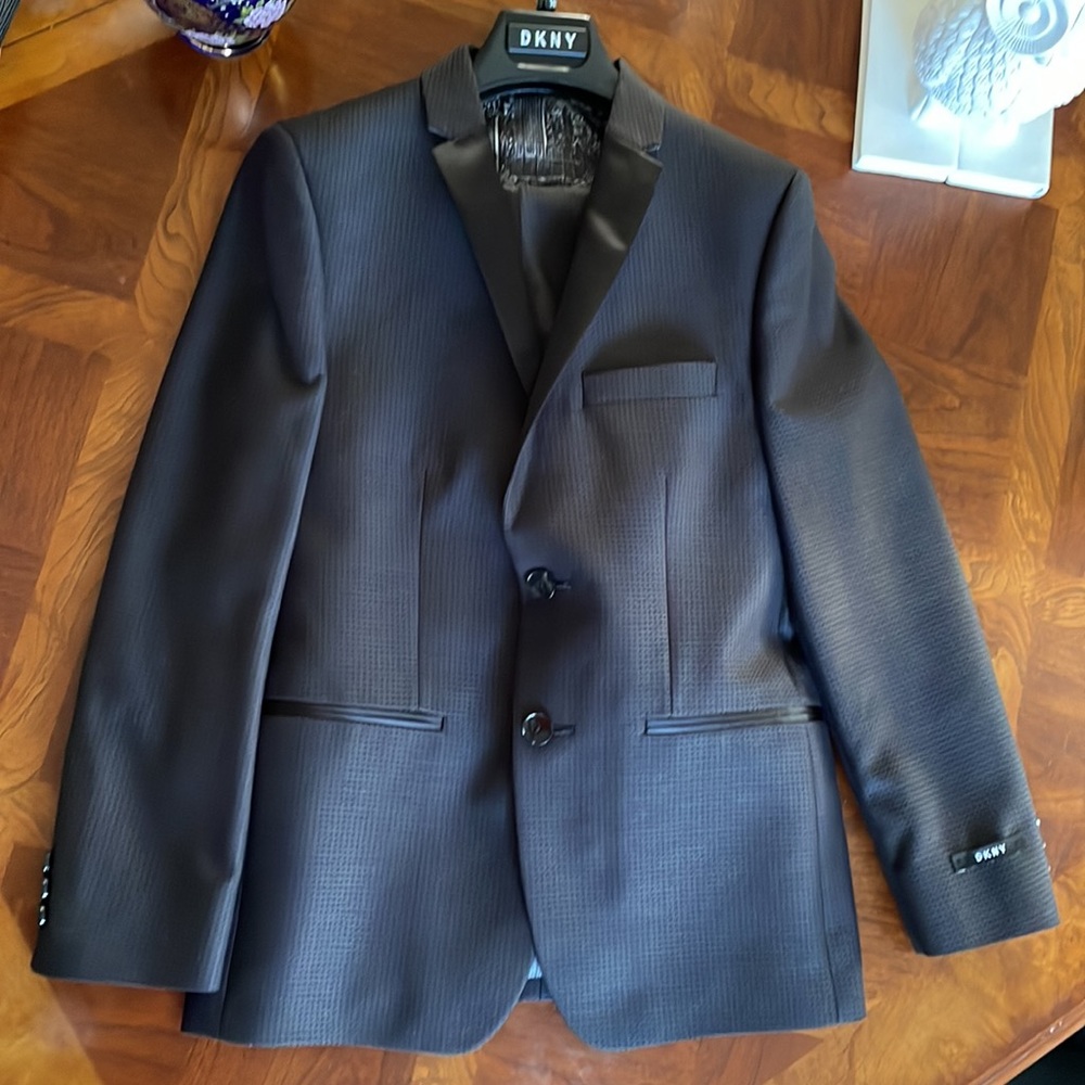 DKNY Boys Black Textured Blazer
